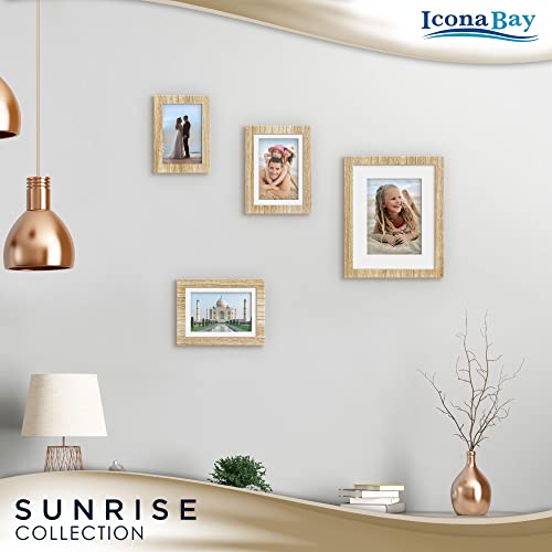Icona Bay - 8x10 Mat to 5x7 White Picture Frame - Painted Solid One-Piece Wood Composite, Modern Farmhouse - Sunrise Collection