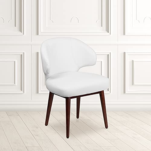 EMMA + OLIVER Brown LeatherSoft Side Reception Chair with Walnut Legs