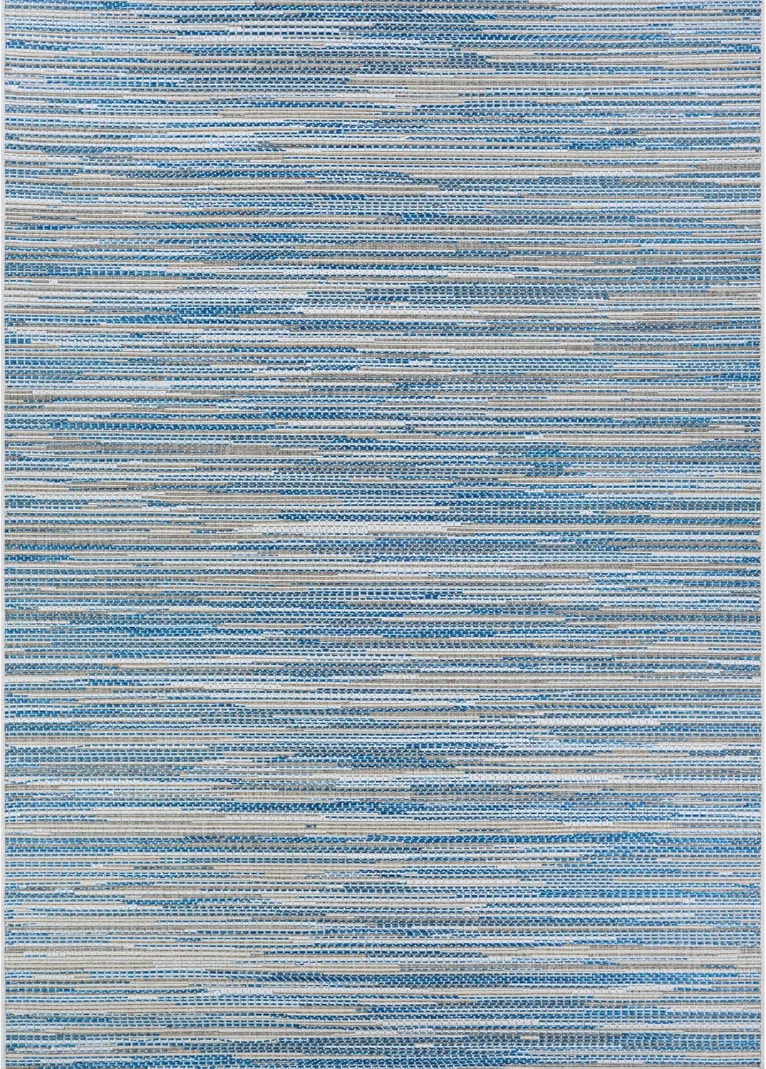 Couristan 5.25' x 7.5' Blue and Beige Outdoor Rectangular Area Throw Rug