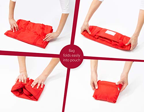 Backless Booster Seat Travel Bag - Red | Water-Resistant 600D Nylon | Fits Most Backless Booster Seats | Easy to Carry with Luggage Handle | includes ID Card Slot.