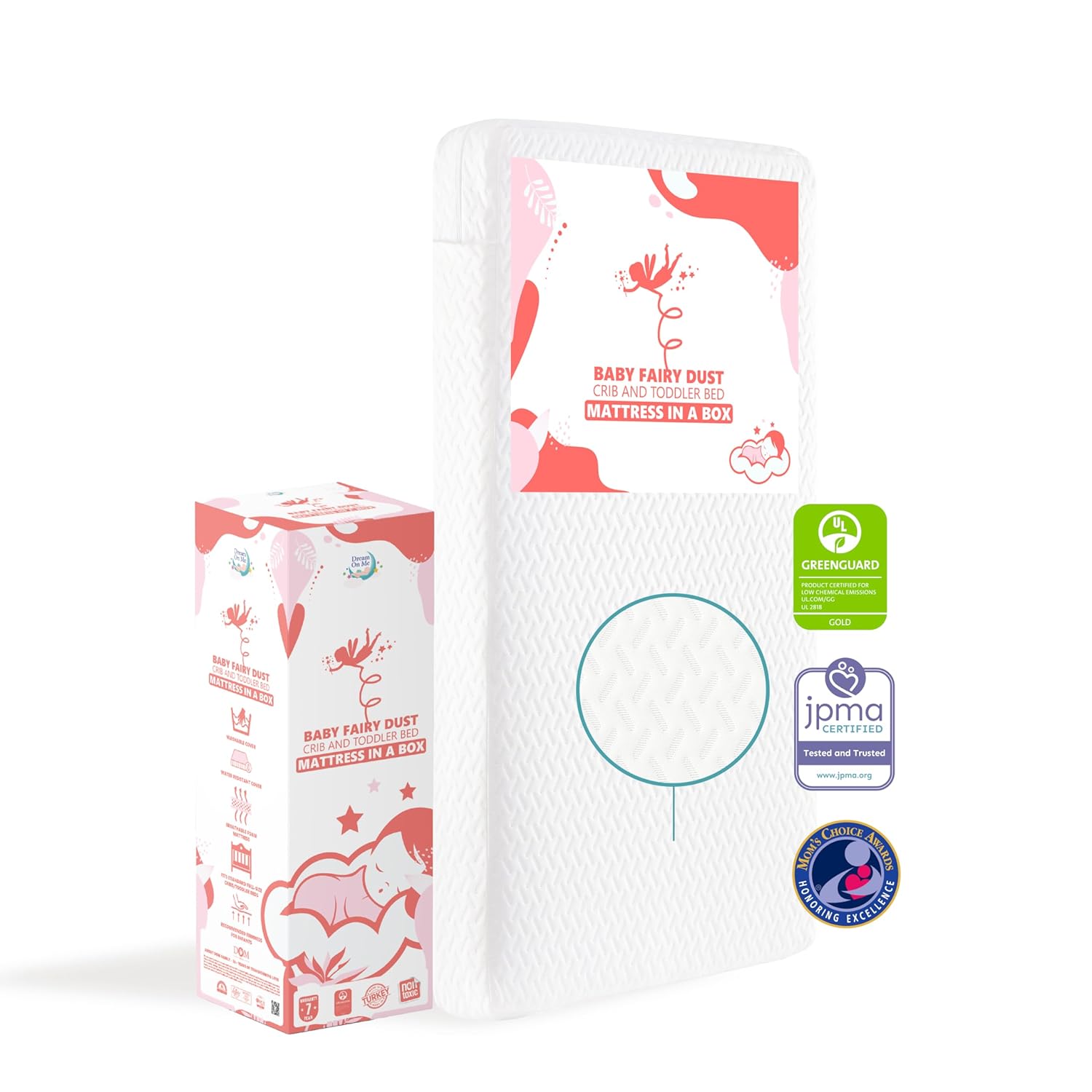 Brookside Toddler Bed in Black, Greenguard Gold Certified, JPMA Certified & Baby Fairy 5” Foam Crib & Toddler Bed Mattress in a Box, White