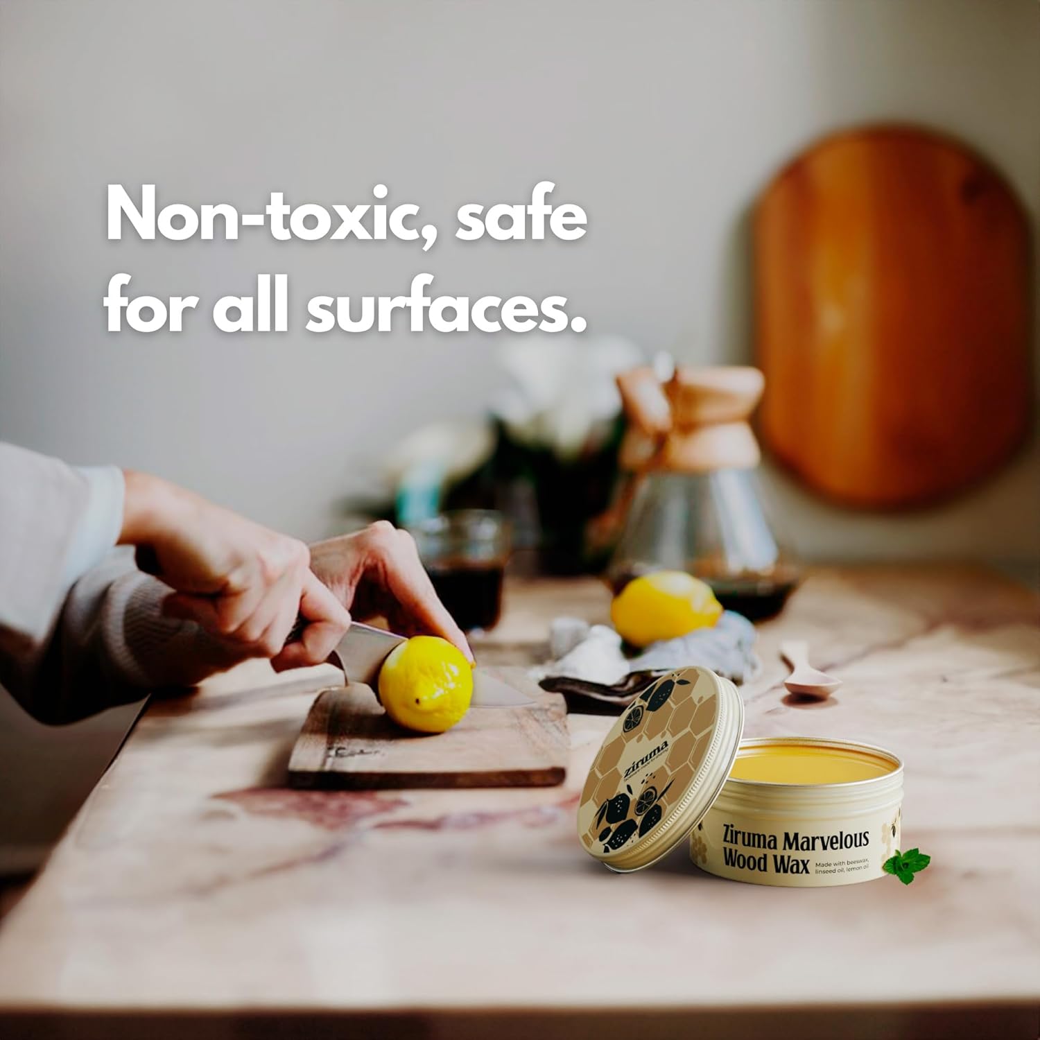 Set of Cutting Board and Beeswax - Includes an End Grain Butcher Block Made of Teak Wood [20