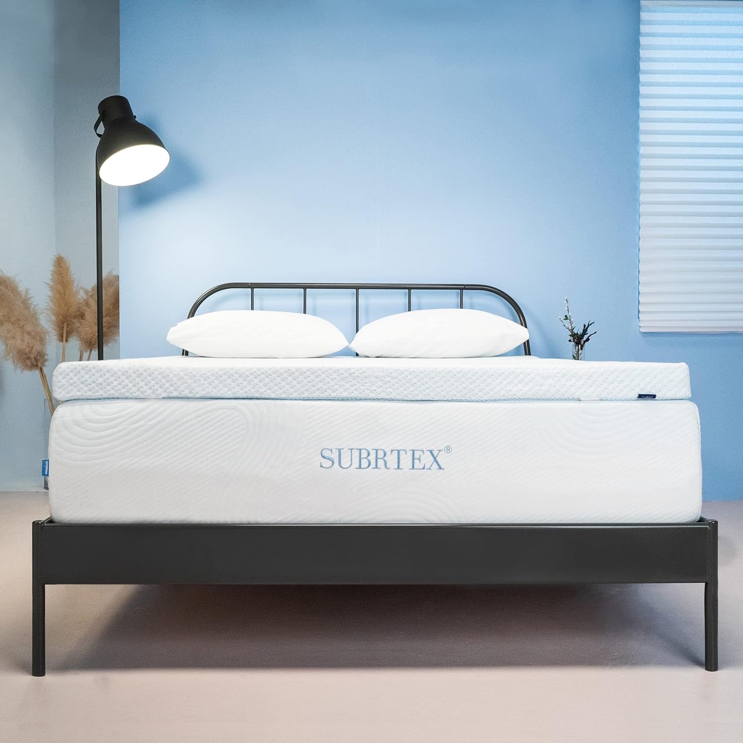 Subrtex 2 Inch Gel-Infused Memory Foam Mattress Topper High Density Bed Topper Pad Removable Fitted Cover Ventilated Design (King)