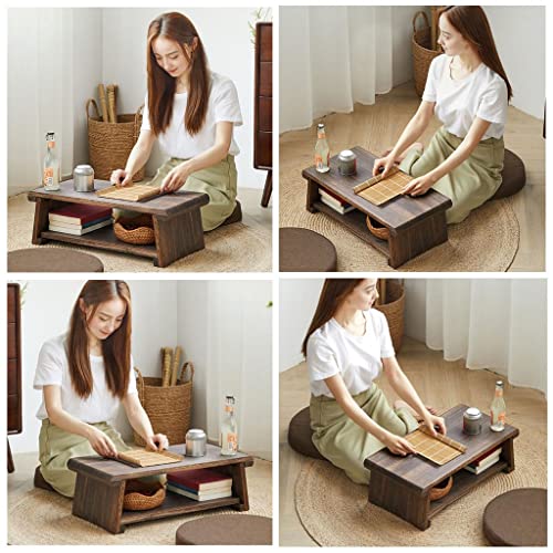 Japanese Style Tatami Bay Window Meditation Table Foldable Zen Tea Low Table Double Storage Coffee Table Retro Coffee Table (Size : 50x30x20cm)
