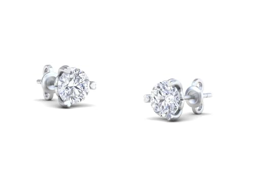 Moissanite Stud Earrings Brilliant Cut Round Shape 2 Carat Flower 925 Sterling Silver,DF Color Lab Created Diamond Earring Silver Screw Back for Women Men