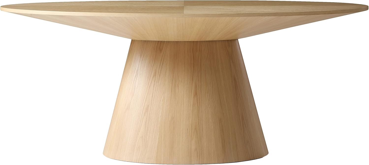 Meridian Furniture Gavin Collection Mid Century Oval White Oak Wood Dining Table, 72