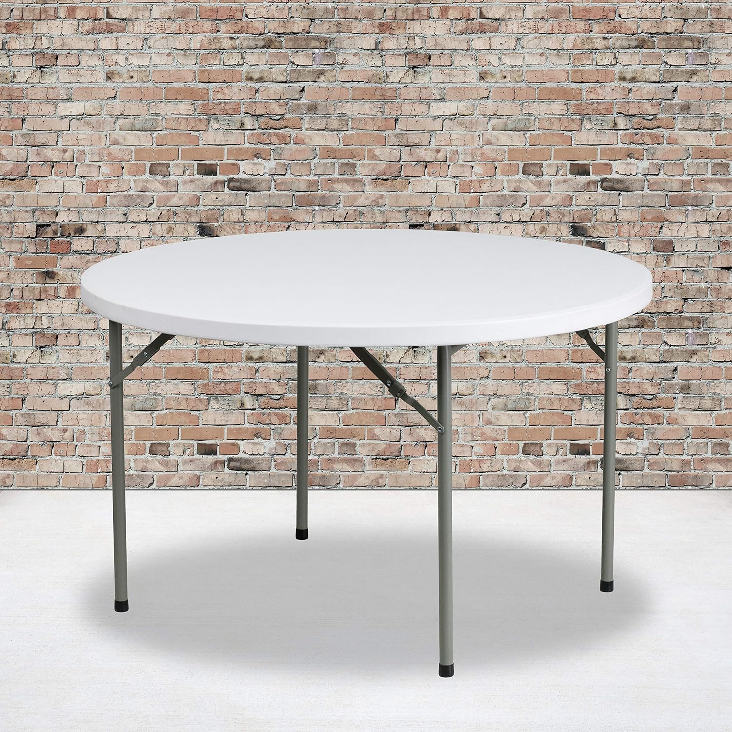BizChair 4-Foot Round Granite White Plastic Folding Table - Banquet / Event Folding Table