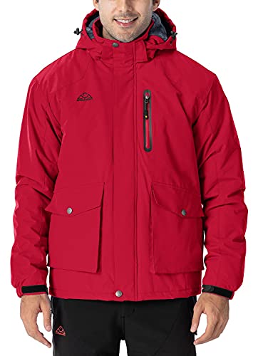 Rdruko Men's Ski Snow Jacket Waterproof Insulated Fleece Outdoor Mountain Hooded Winter Coat