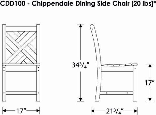 POLYWOOD CDD100WH Chippendale Dining Side Chair, White