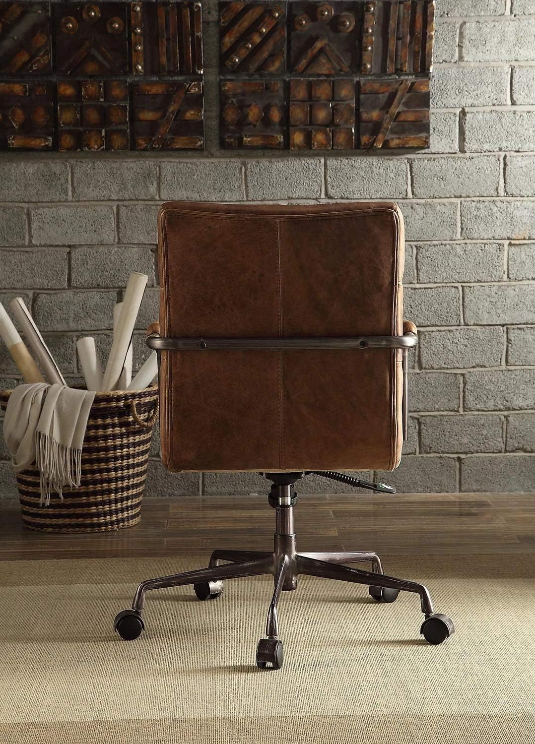 Acme Harith Office Chair in Retro Brown Top Grain Leather 92414