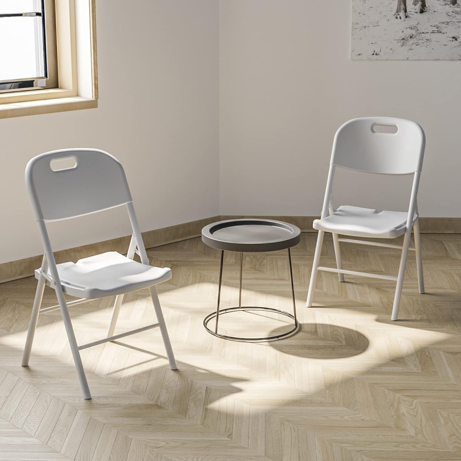 Series Plastic Folding Chair - White - 300LB Weight Capacity Comfortable Event Chair-Lightweight Folding Chair