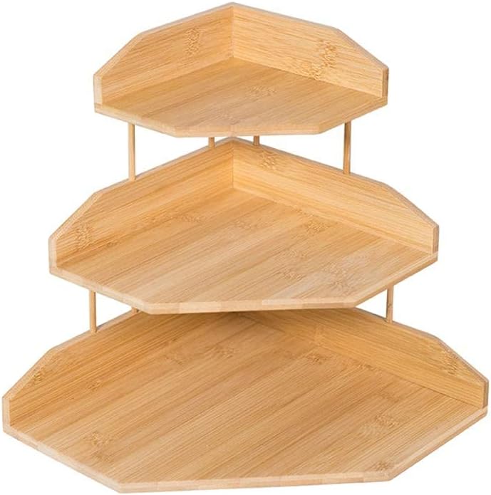 Standing Shelf Units Bamboo Rack 3-Tier Compact and Lightweight for Seasonings Snacks Drinks Cosmetics Magazines