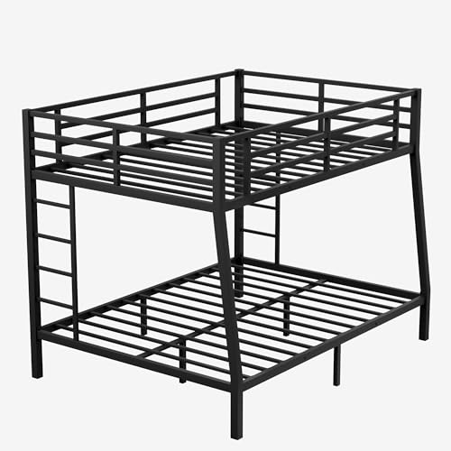 Bellemave Full Bunk Bed with Desk and Drawers, Full over Full, Black