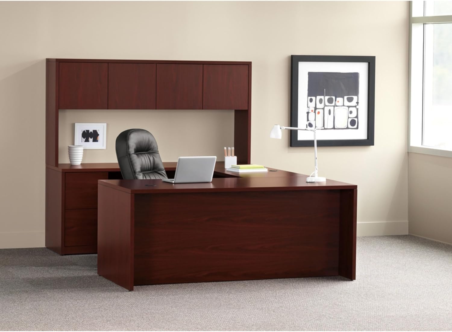 HON 10500 72 by 24 by 29-1/2-Inch 3/4 Right Pedestal Credenza, Mahogany Frame/Top