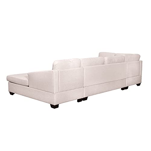 Modern Large U-Shape Sectional Sofa, Double Extra Wide Chaise Lounge Couch, Beige Living Room Furniture Sofas & Couches