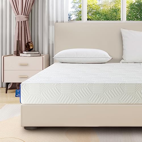 Maxspeed EGO Blue 8 Inch Twin Memory Foam Mattress, Cooling Gel Green Tea Mattress Bed in a Box, CertiPUR-US Certified, Fiberglass Free, Kids Mattress for Bunk Bed, Medium Firm