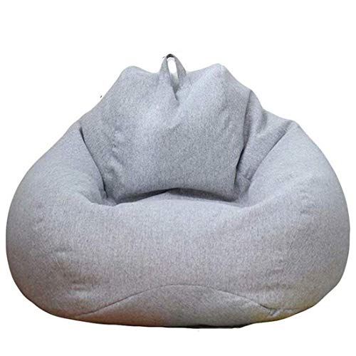 WAQIA Stuffed Animal Storage Bean Bag Chair Cover (No Filler) - Stuffable Zipper Beanbag Cover-Cotton Linen Memory Foam Beanbag Replacement Cover for Adults and Kids Without Filling