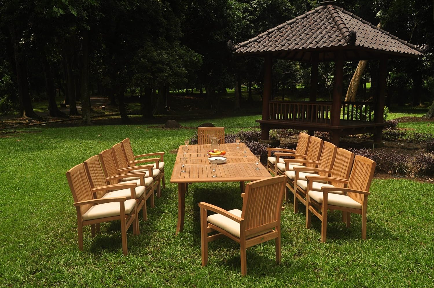 12 Seats 13 Pcs Grade-A Teak Wood Dining Set: 118