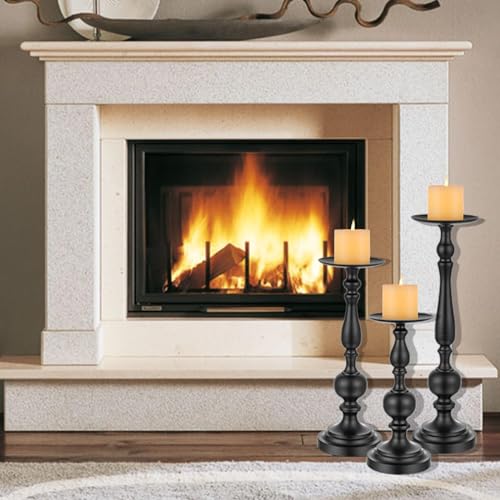 Sziqiqi Pillar Candle Holders Tall - 24/20/16in Gold Candle Holder Set for Table Centerpiece Candleholders for Pillar Decor for Dining Room Kitchen Party Fireplace Mantel