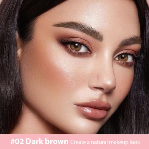 evpct SUAKE 2Pcs Medium Brown Magic Microblading Eyebrow Contouring Pen Pencil, 4 Tipped Precise Eye Brow Contouring Pen with Sponge Micro-Fork Tips Applicator, Creates Natural Looking Brows Eyebrow