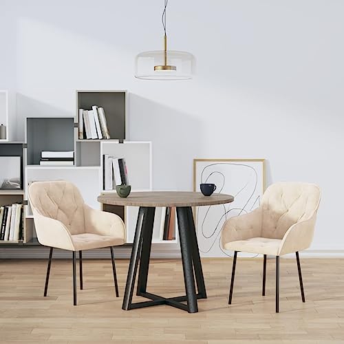 Dining Chairs 2 pcs Cream Velvet,Velvet Dining Chairs with Armrests: Comfortable and Elegant for Modern Living Kitchen Dining Room Chairs, Dining Room Furniture