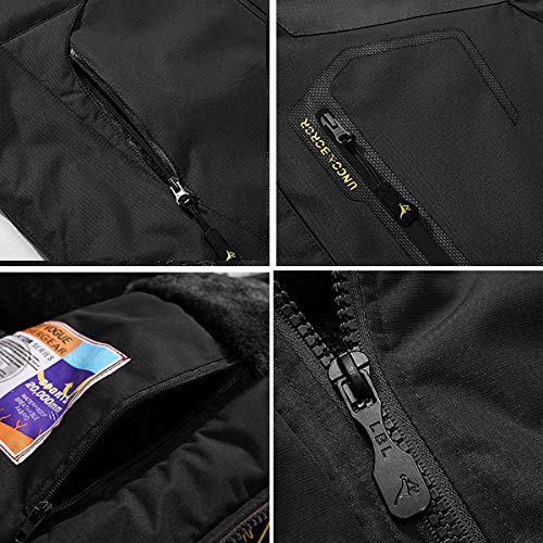 Pooluly Men's Waterproof Windproof Rain Snow Jacket Hooded Fleece Ski Coat