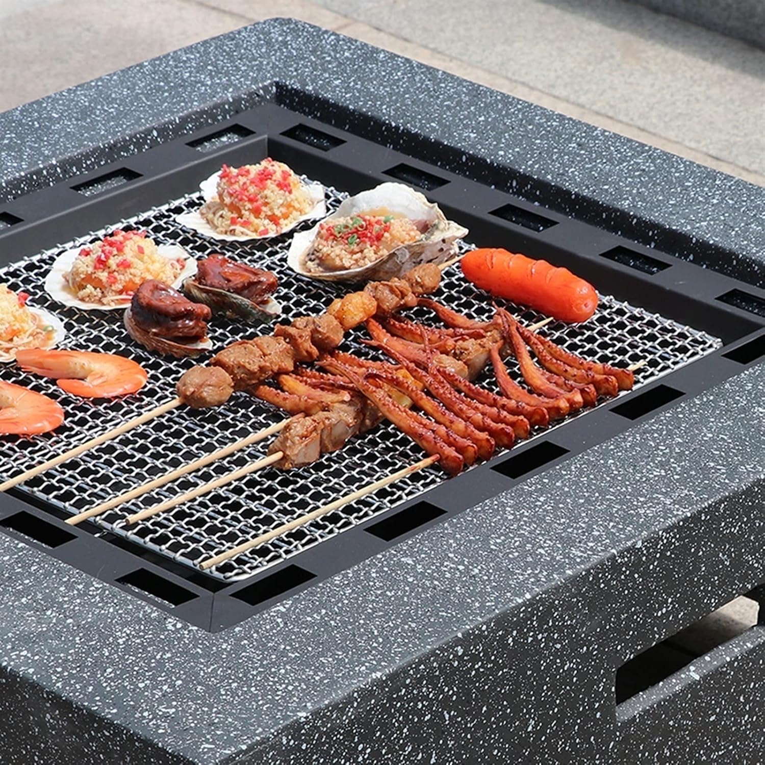 Outdoor Fire Pit Garden Wood-Burning Fire Pit BBQ Grill Table, Backyard Patio Patio Lawn Garden Outdoor Fireplace Wood-Burning Brazier, 71cm/28 (Size : Kit-2) ()