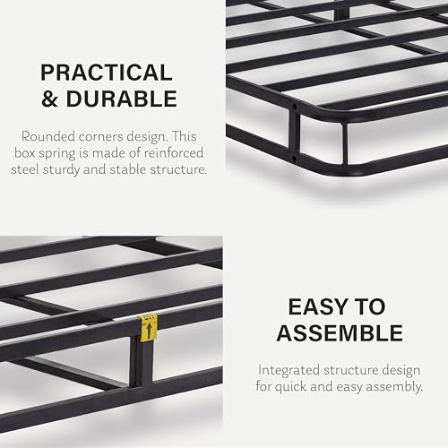 7.5 Inch Twin XL Easy Assembly, Sturdy Mattress Foundation, Strong Steel Metal Frame, Black Box-Springs