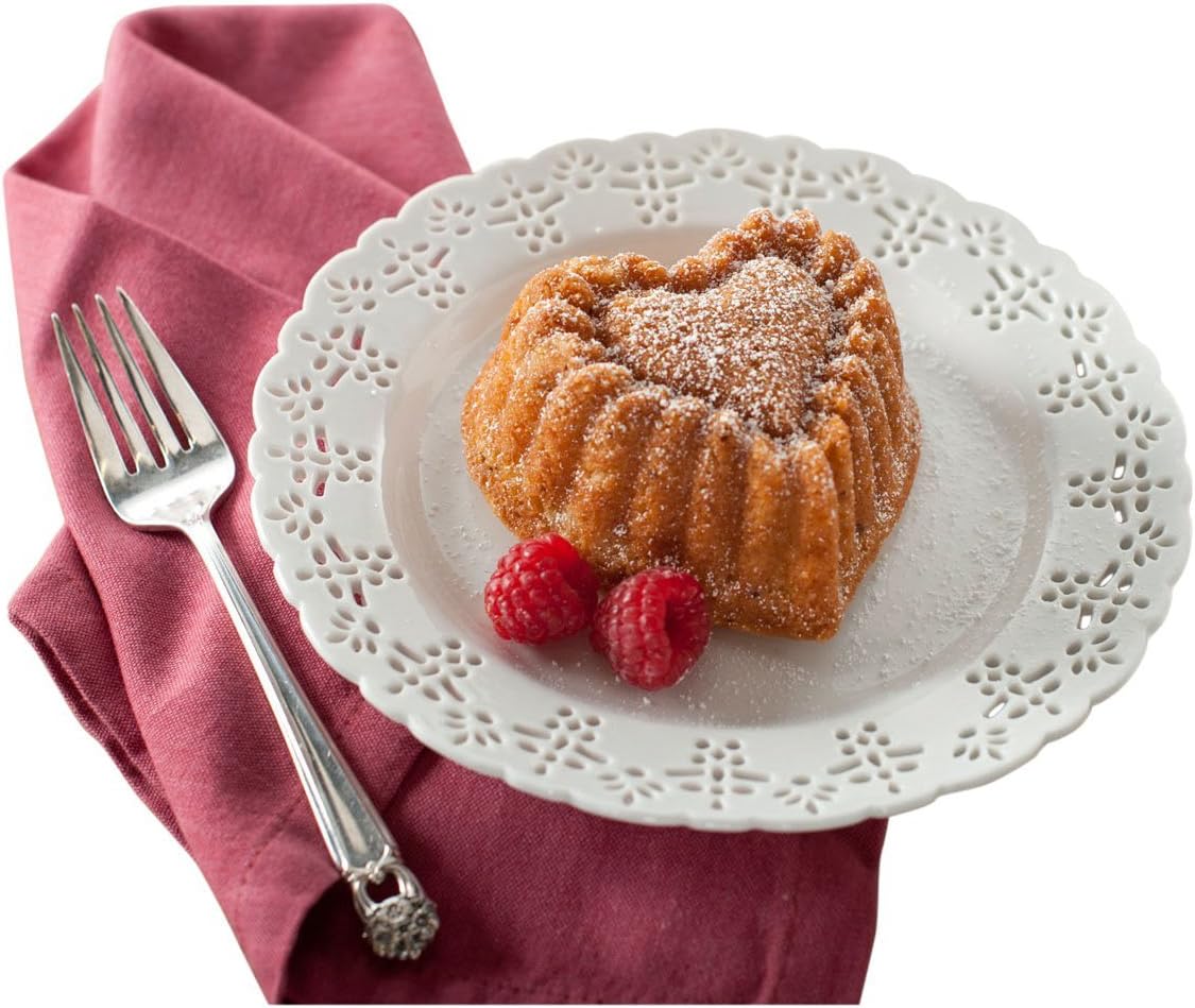 Nordic Ware Elegant Heart Cakelet Pan, Metallic