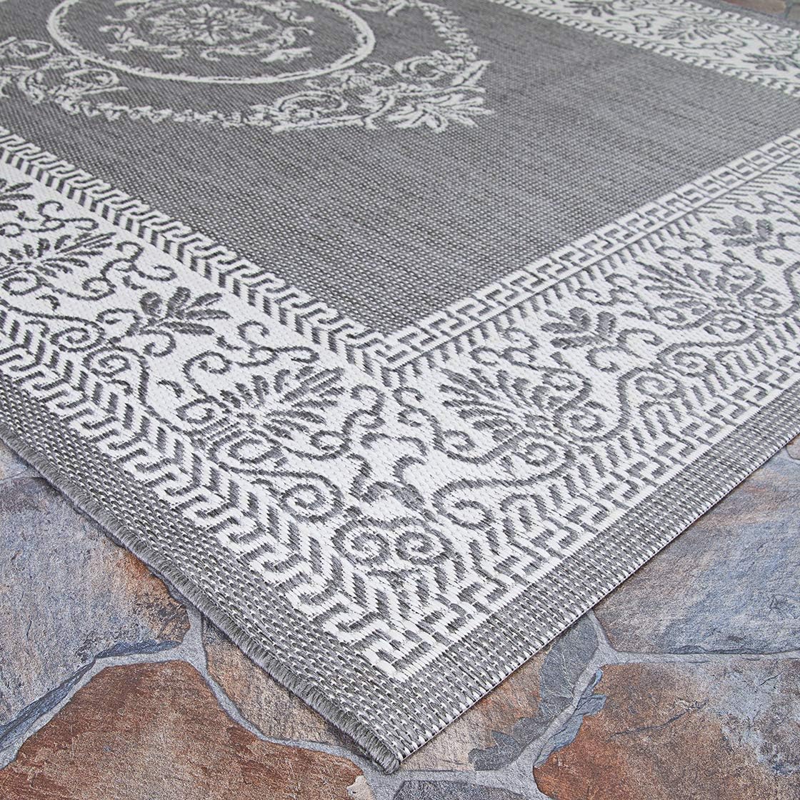 Couristan 1078/3012 Recife Antique Medallion/Grey-White 3-Feet 9-Inch by 5-Feet 5-Inch Rug