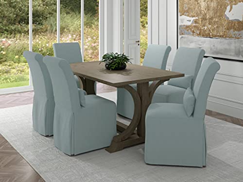 Sunset Trading Slipcovered Upholstered Dining Chair, Performance Fabric Ocean Blue