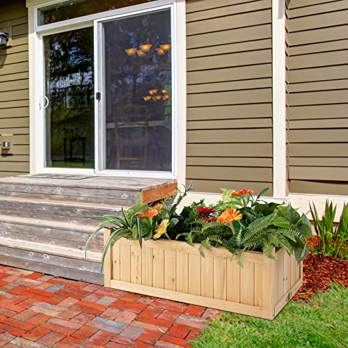 Giantex 15” Planter Raised Garden Bed - Wooden Planting Box, Outdoor Folding Square Planter w/Removable Bottom, Premium Drainage System for Herbs, Fruits, Flowers, Succulents, Simple Assembly