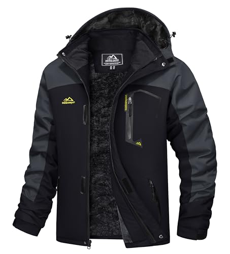 MAGCOMSEN Men's Winter Coats Water Resistant Ski Snow Jacket Warm Fleece Jacket Parka Raincoats With Multi-Pockets