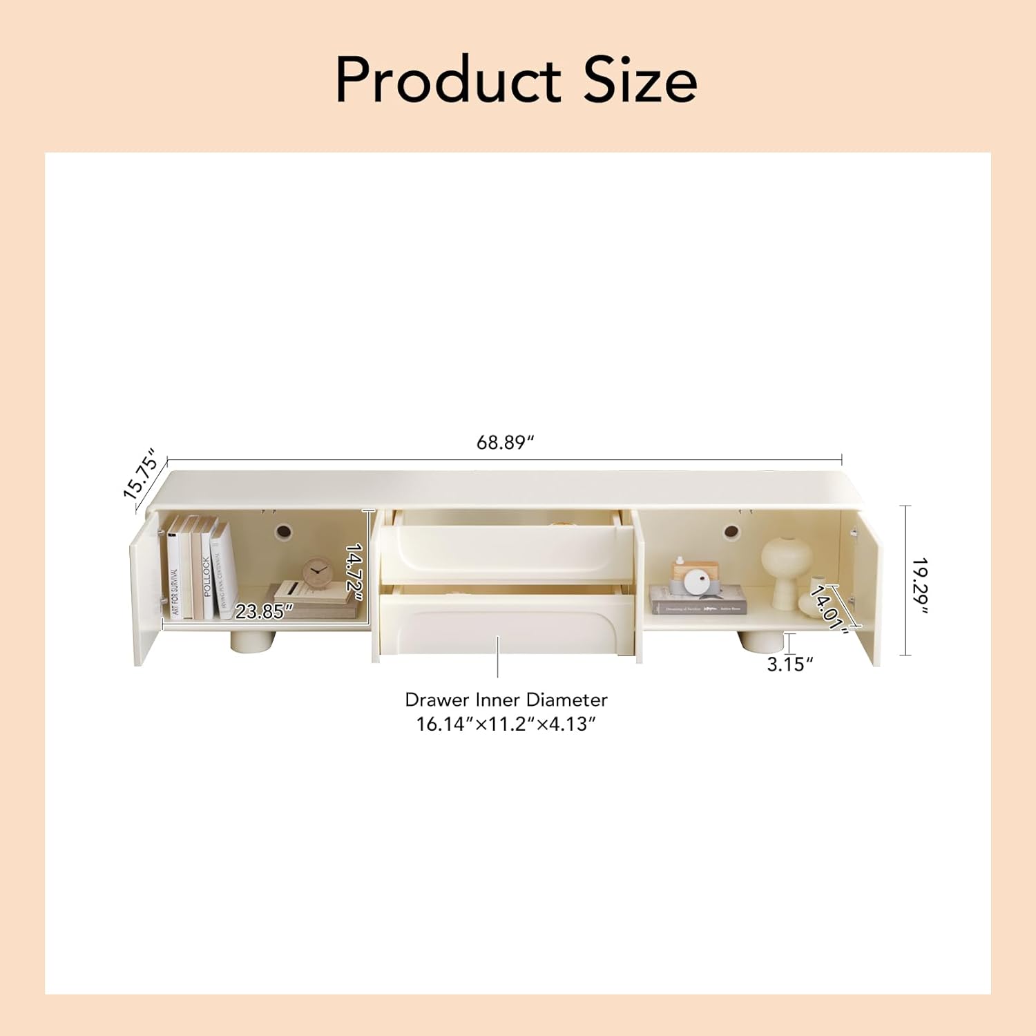 cream White TV Cabinet 68inch Entertainment Center for Living Room and Bedroom Media Console Table Modern Tv Stand with Storage