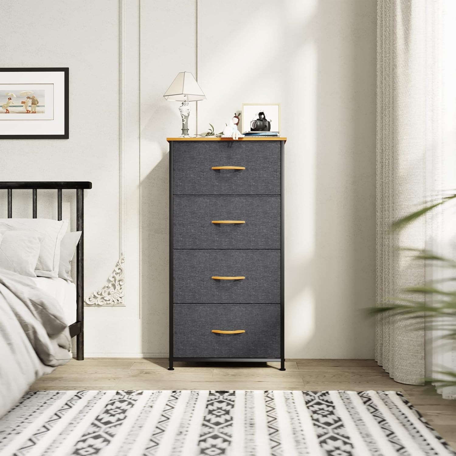 YITAHOME 4-Drawer Dresser Storage Tower and 7-Drawer Dresser Storage Tower with Metal Frame and MDF Wooden Top