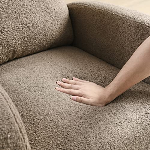 HomSof Modern Accent High Backrest Living Room Lounge Arm Rocking Chair,Two Side Pocket, White Teddy