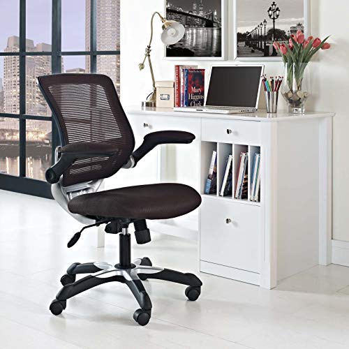 Modway Edge Mesh Back and Mesh Seat Office Chair In Black With Flip-Up Arms in Gray