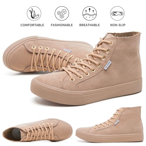 hash bubbie Women's High Top Sneakers Lace up Fashion Sneakers Canvas High Tops Shoes Tennis Shoe