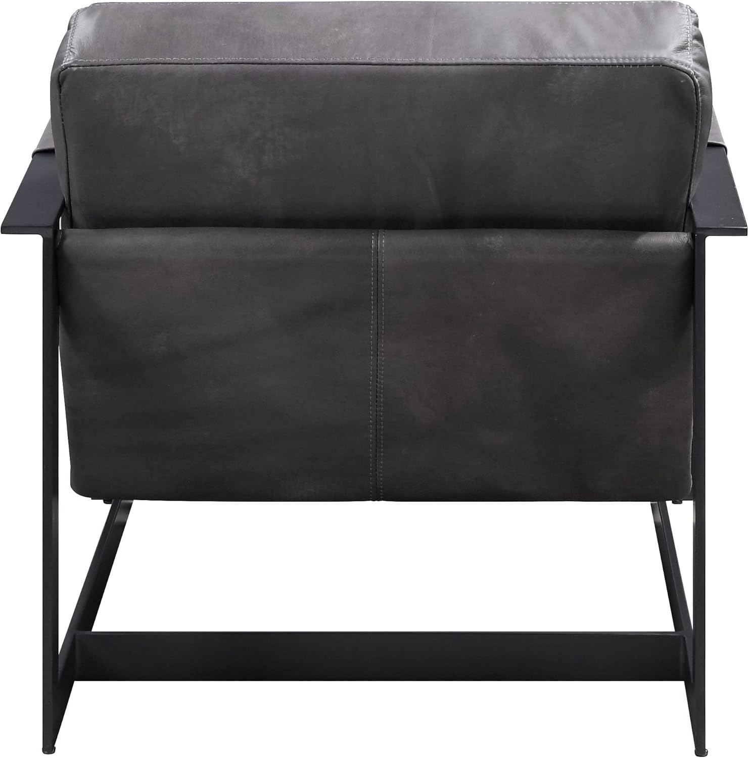 Acme Locnos Top Grain Leather Upholstered Accent Chair in Gray and Black