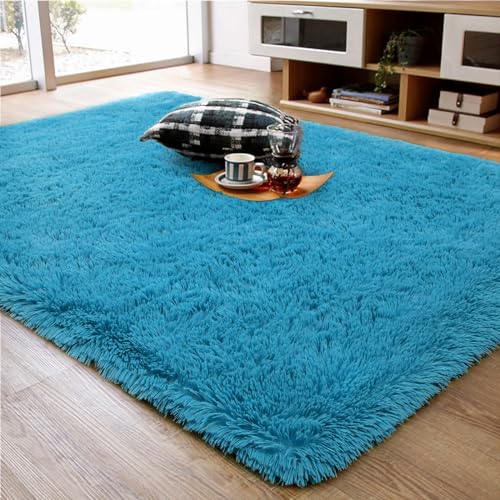 Ompaa Soft Fluffy Rainbow Kids Rug for Girls Bedroom Carpets, 6x9 Feet, Pastel Unicorn Room Decor, Kawaii Tie Dye Rugs for Teens Dorm Aesthetic, Shaggy Nursery Area Rug for Baby Toddler Princess Room