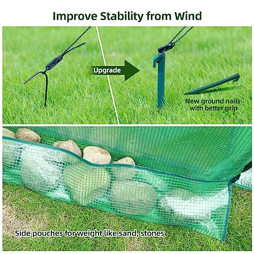 Ohuhu Portable Tunnel Greenhouse Outdoor: Heavy Duty Small Walk in Green House with Mesh Windows, Reinforced Metal Base Durable Plastic PE Cover for Outside, Free Tool to Install, 5.9x5.9x6.6 FT