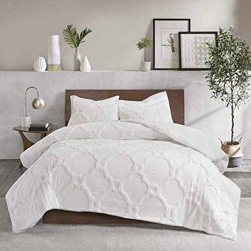 Madison Park Tufted Chenille Cotton Comforter, All Season Bedding Set, Matching Shams, Viola, Damask Taupe King/Cal King(104