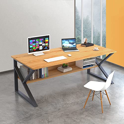 Computer Desk with Bookshelf,40-Inch Desk for Small Spaces with Storage Shelf Modern Simple Style Laptop Desk Home Office Writing Study Desk, Brown