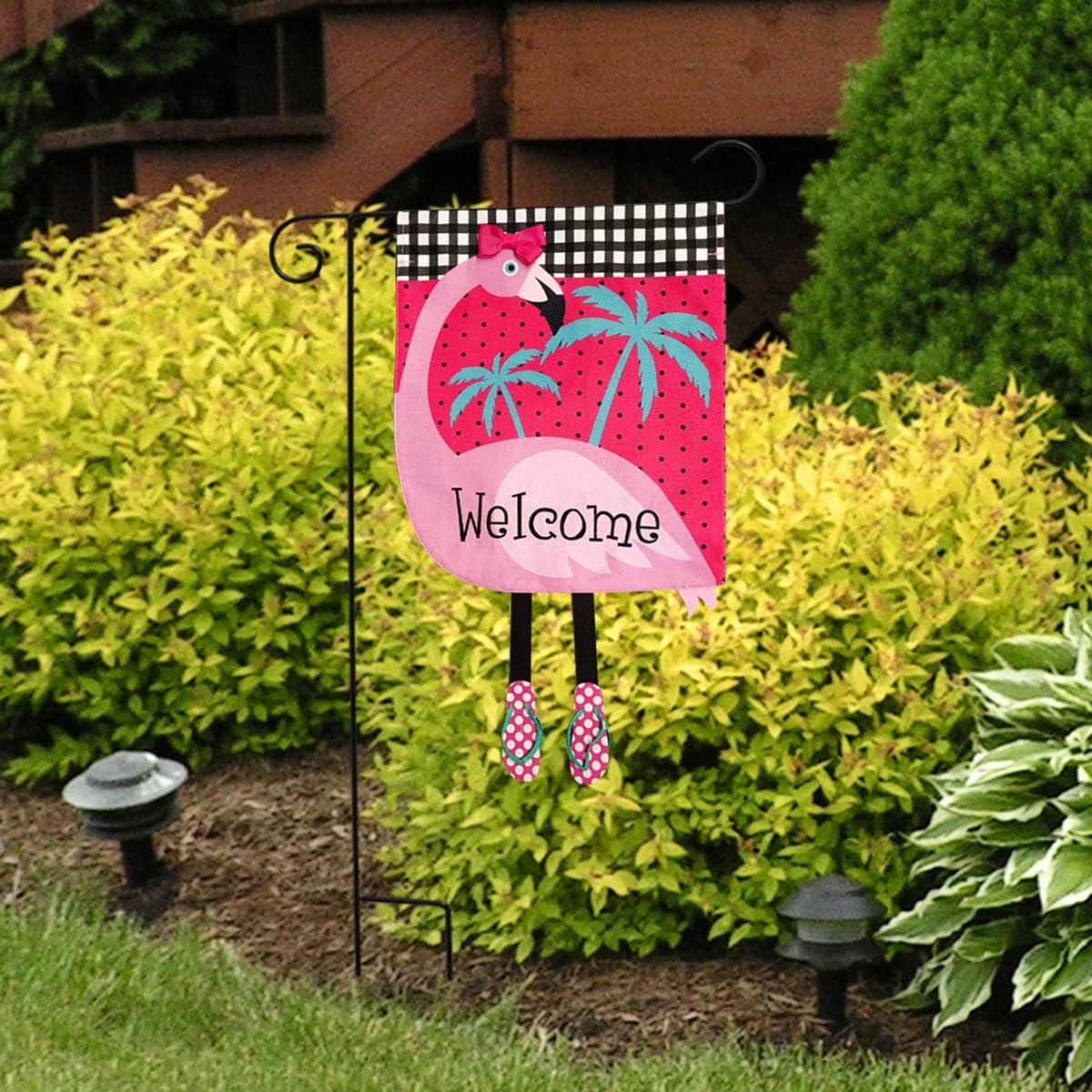 Briarwood Lane Fancy Flamingo Summer Burlap Garden Flag Welcome 12.5