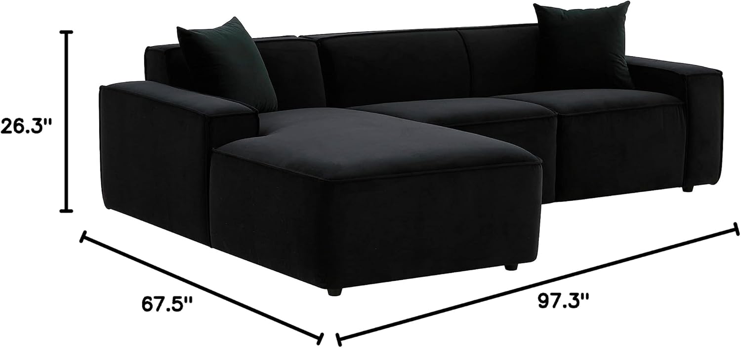 TOV Furniture Olafur Black Velvet Upholstered Sectional - LAF