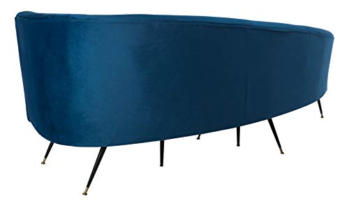 Safavieh Couture Home Evangeline Modern Glam Navy Velvet and Black Parisian Sofa