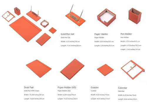 Leather Desk Set - Desk Organizer Set - Office Desk Pad Accessories - Calendar holder - 9 Accessories-Desk Organizer - Office Desk Accessories - Desktop Storage - 9 PCS (BLACK)