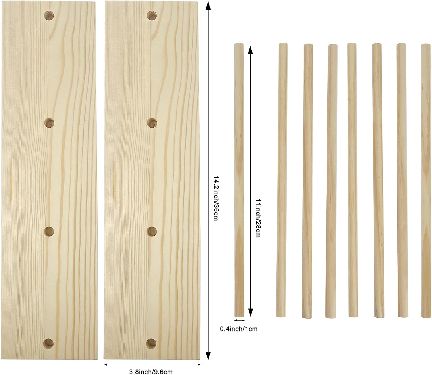 Wooden Ribbon Rack Storage, 2 Pcs Ribbon Organizer Spool Holders, Washi Tape Organizer Wire Spool Stand Holder for Sewing Craft Mesh Thread Tape Wreath Crochet Roll Florist Arts Wrapping Gift