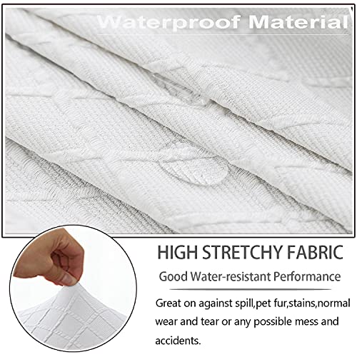 Waterproof Dining Chair Cover,Spandex Fabric Fit Stretch Chair Slipcover,Removable Washable Jacquard Parsons Chair Covers (Beige,Set of 4)