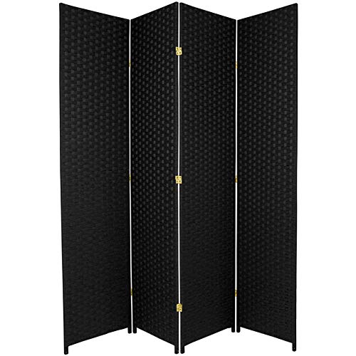 Oriental Furniture 7 ft. Tall Woven Fiber Room Divider - Cream - 4 Panel